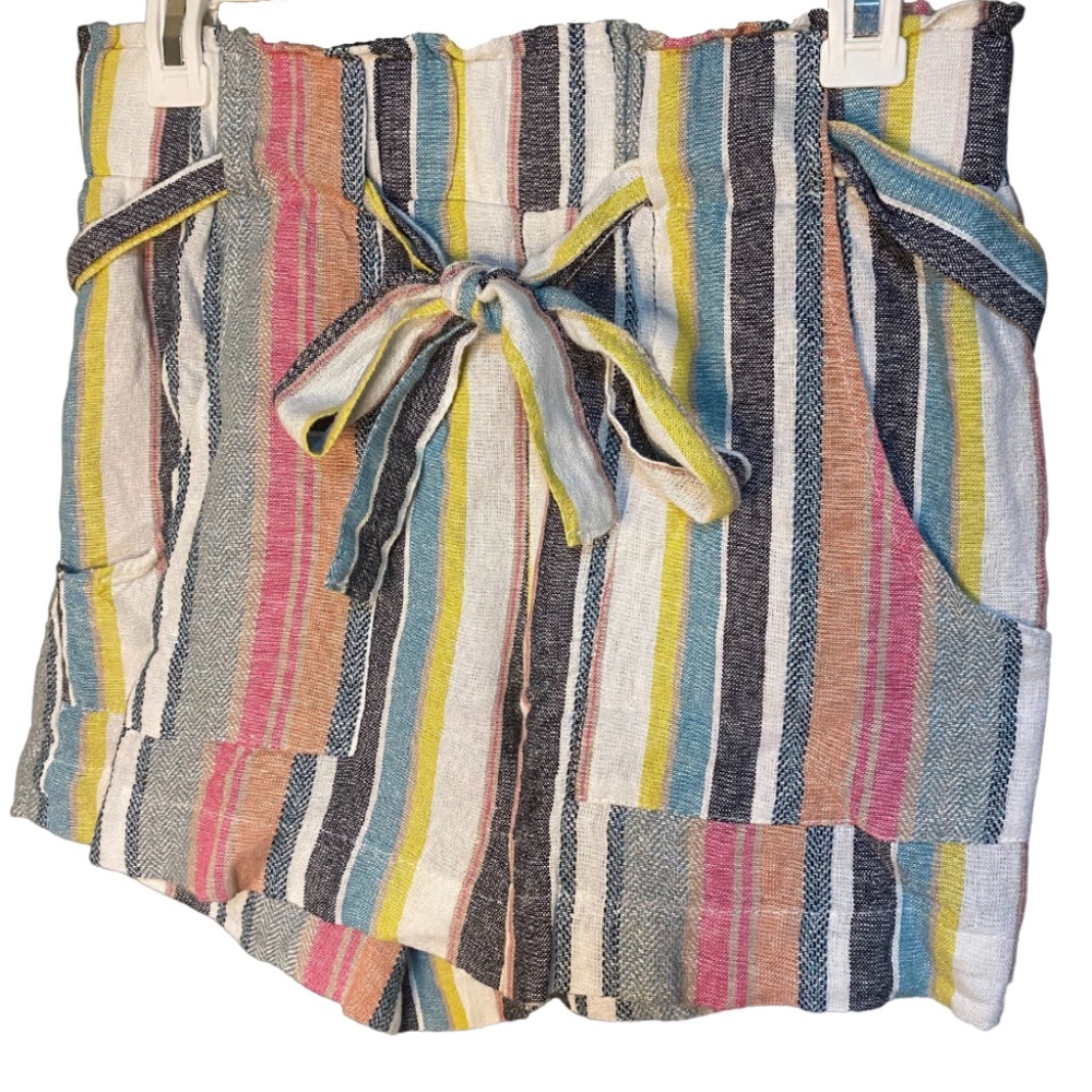 Rainbow multi striped shorts elastic waistband
